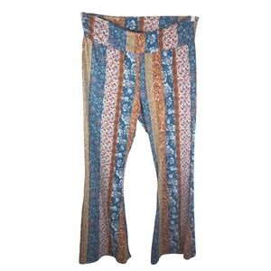 Earthbound Trading Co XL‎ Floral Paisley Flare Leggings Boho Retro Pants Bell